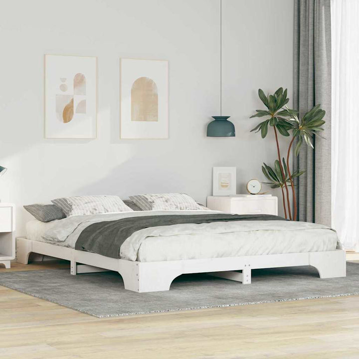 Sengestel Hvid 160 x 210 cm Massiv fyrretræ