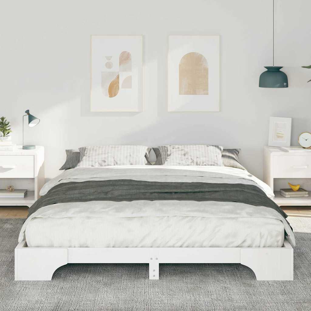 Sengestel Hvid 160 x 210 cm Massiv fyrretræ