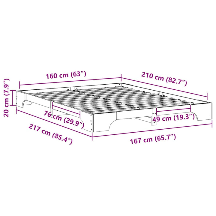 Sengestel Hvid 160 x 210 cm Massiv fyrretræ