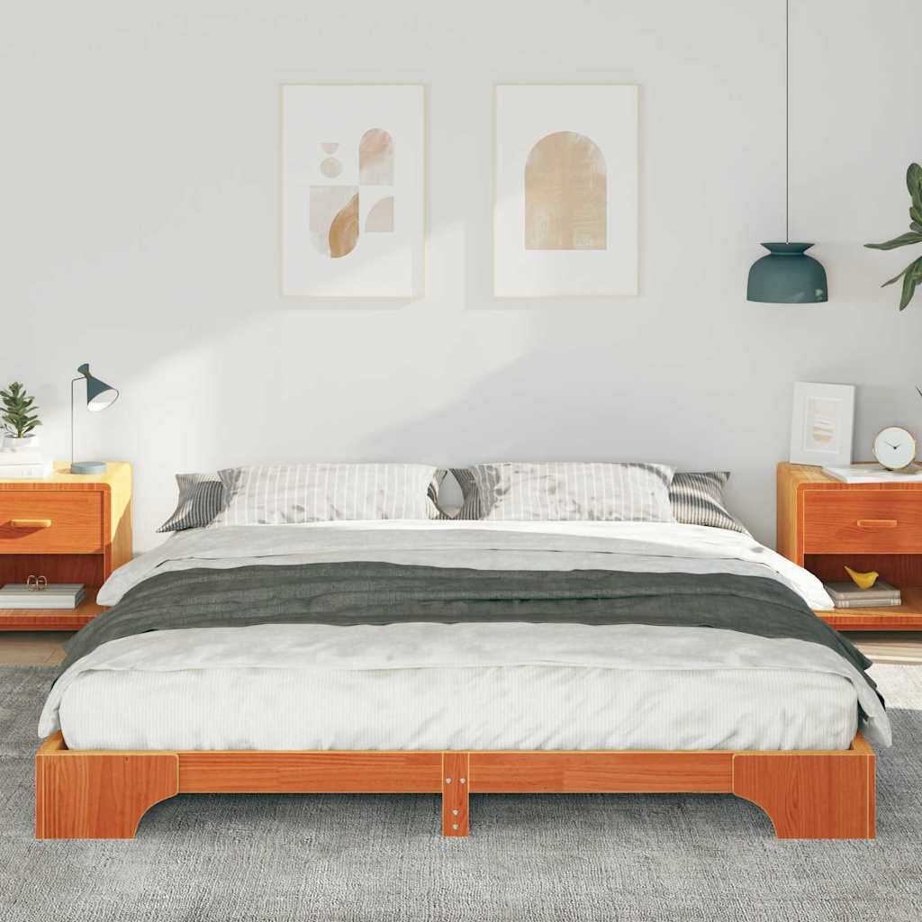 Sengestel Brun 180 x 210 cm Massiv fyrretræ