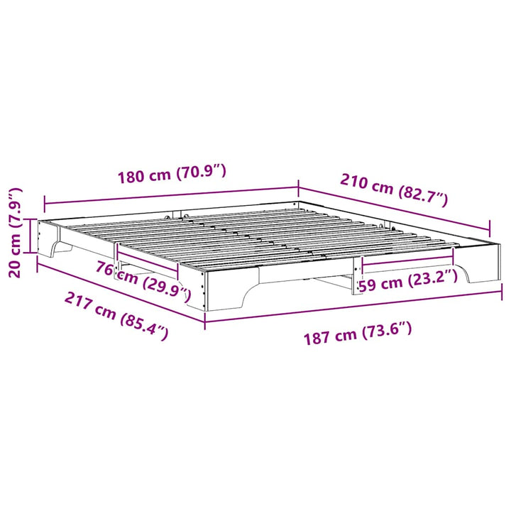 Sengestel Brun 180 x 210 cm Massiv fyrretræ
