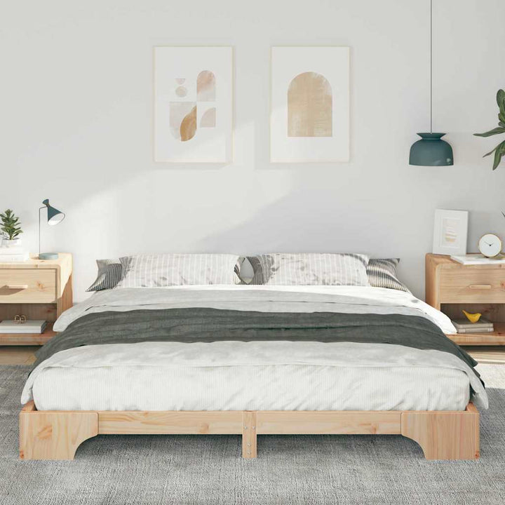 Sengestel Brun 200 x 210 cm Massiv fyrretræ