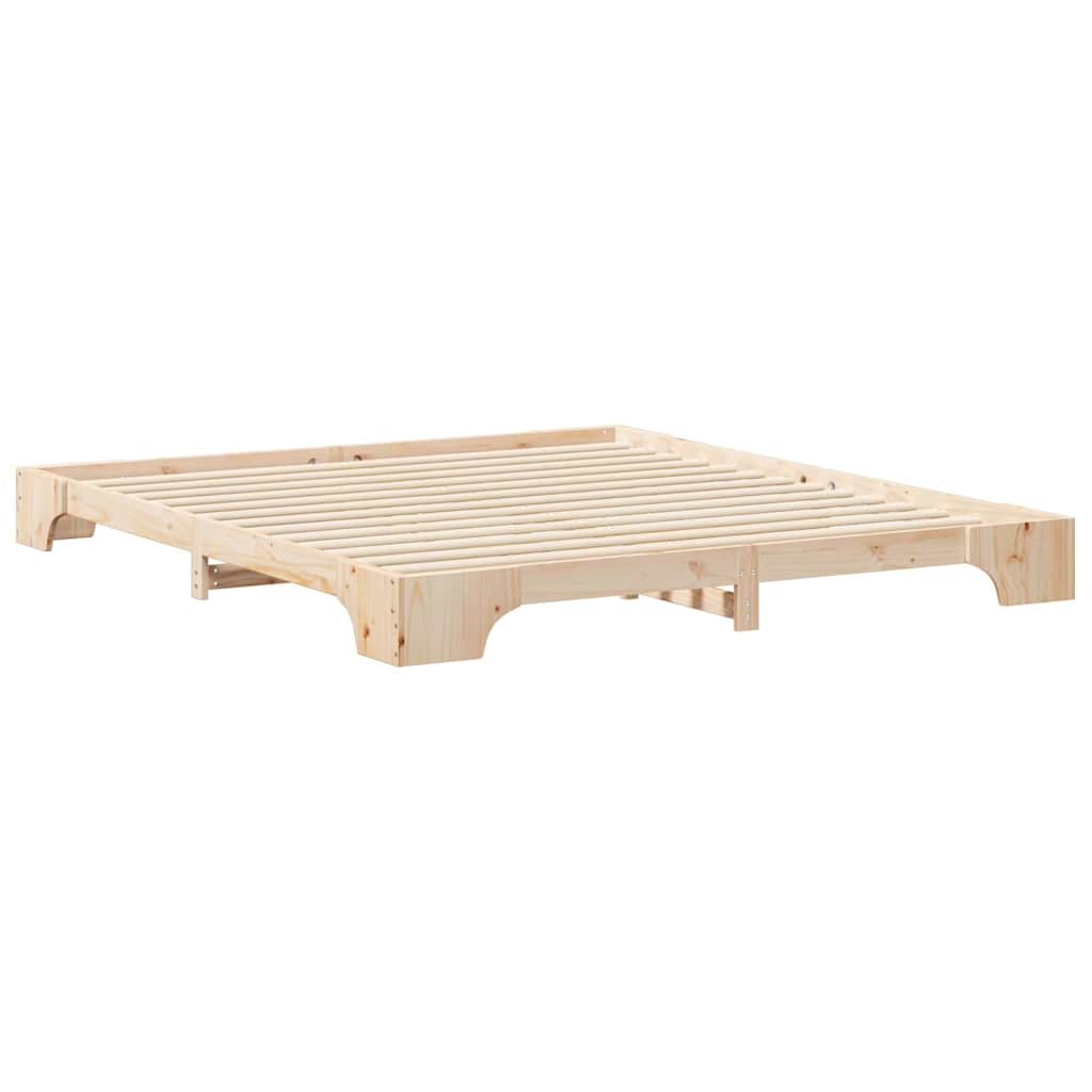 Sengestel Brun 200 x 210 cm Massiv fyrretræ