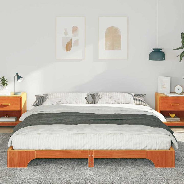 Sengestel Brun 200 x 210 cm Massiv fyrretræ