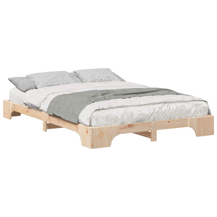 Sengestel Brun 140 x 220 cm Massiv fyrretræ