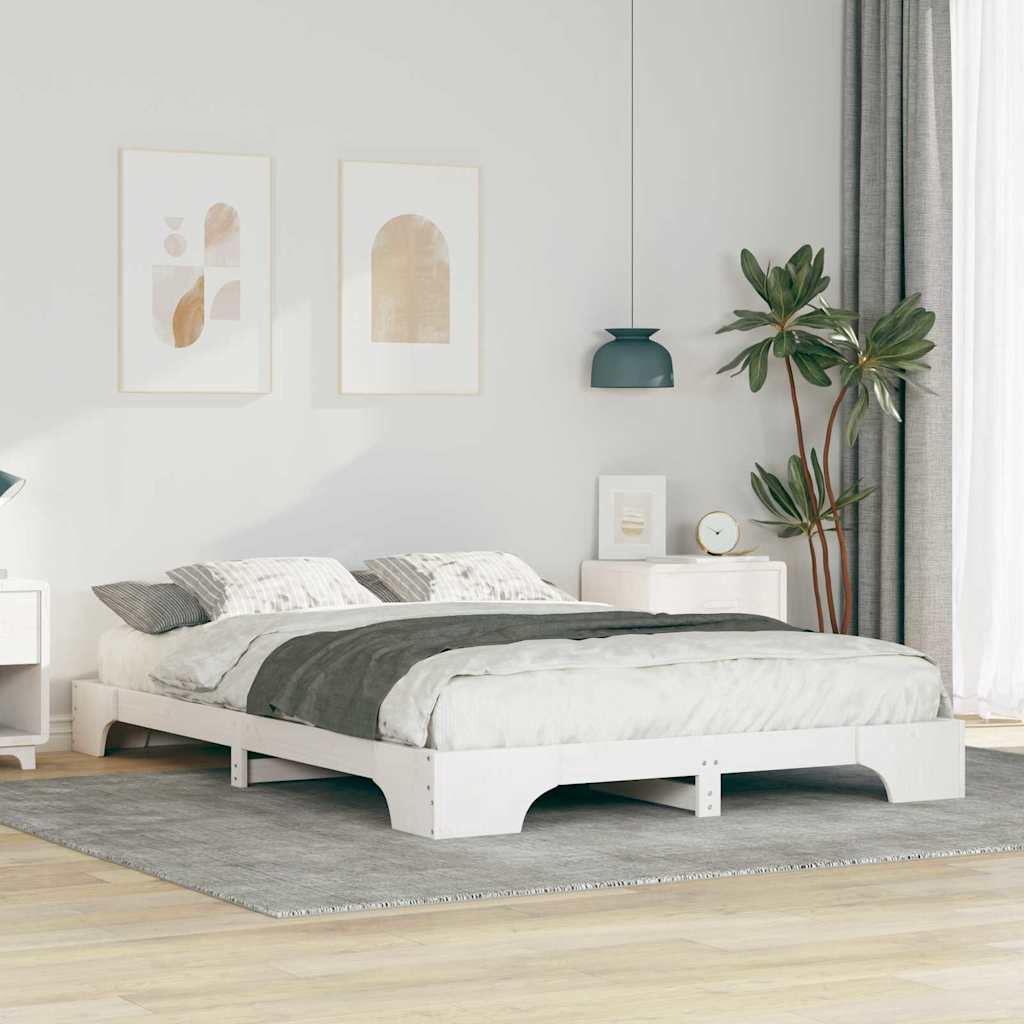 Sengestel Hvid 140 x 220 cm Massiv fyrretræ