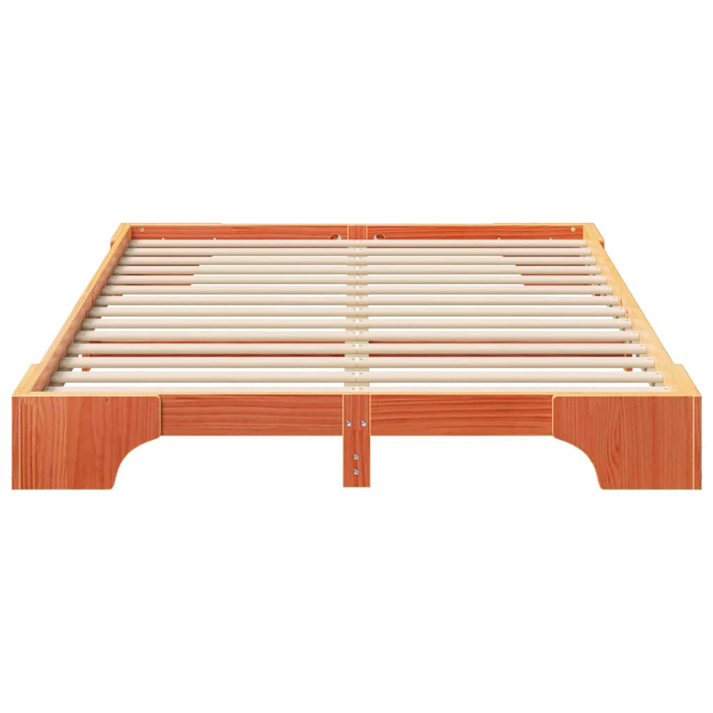 Sengestel Brun 140 x 220 cm Massiv fyrretræ