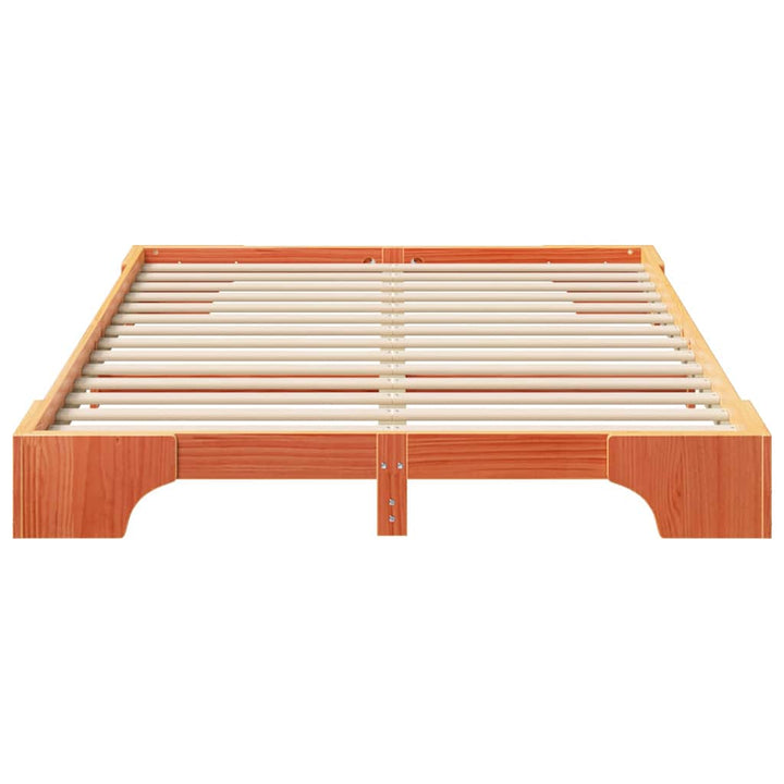 Sengestel Brun 140 x 220 cm Massiv fyrretræ