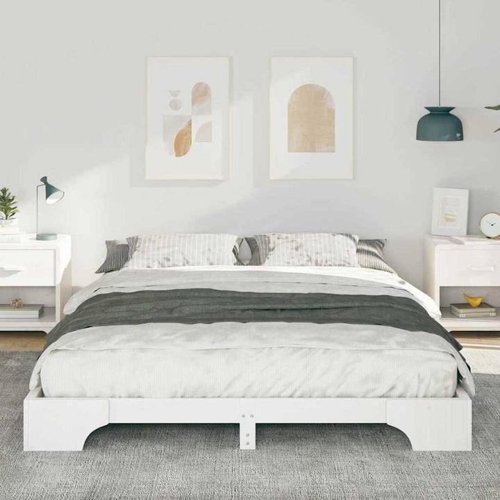 Sengestel Hvid 160 x 220 cm Massiv fyrretræ