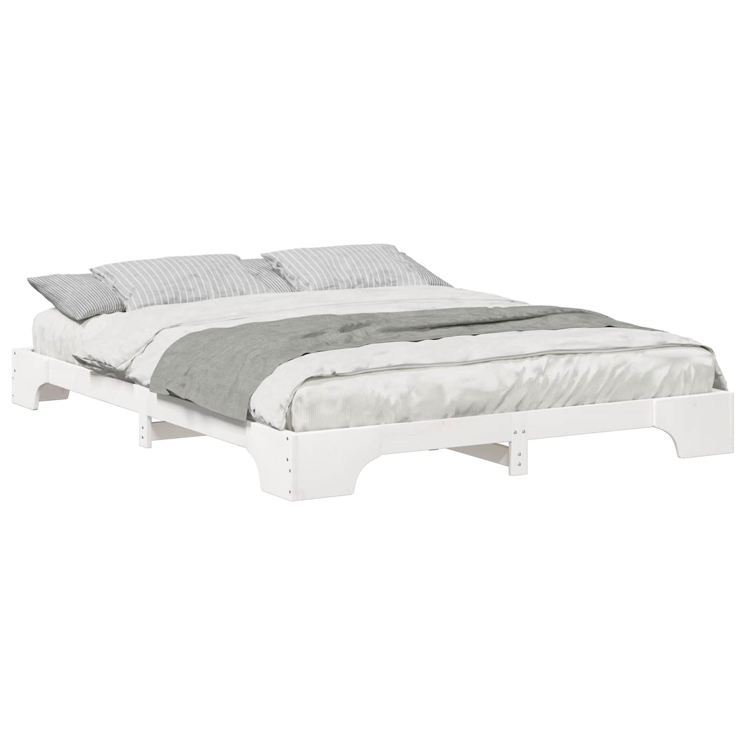 Sengestel Hvid 160 x 220 cm Massiv fyrretræ