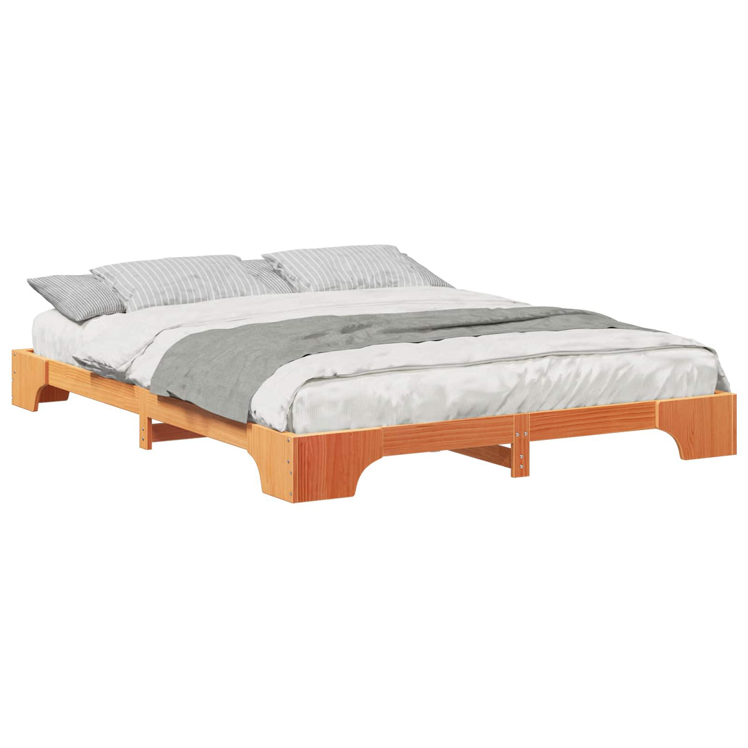 Sengestel Brun 160 x 220 cm Massiv fyrretræ