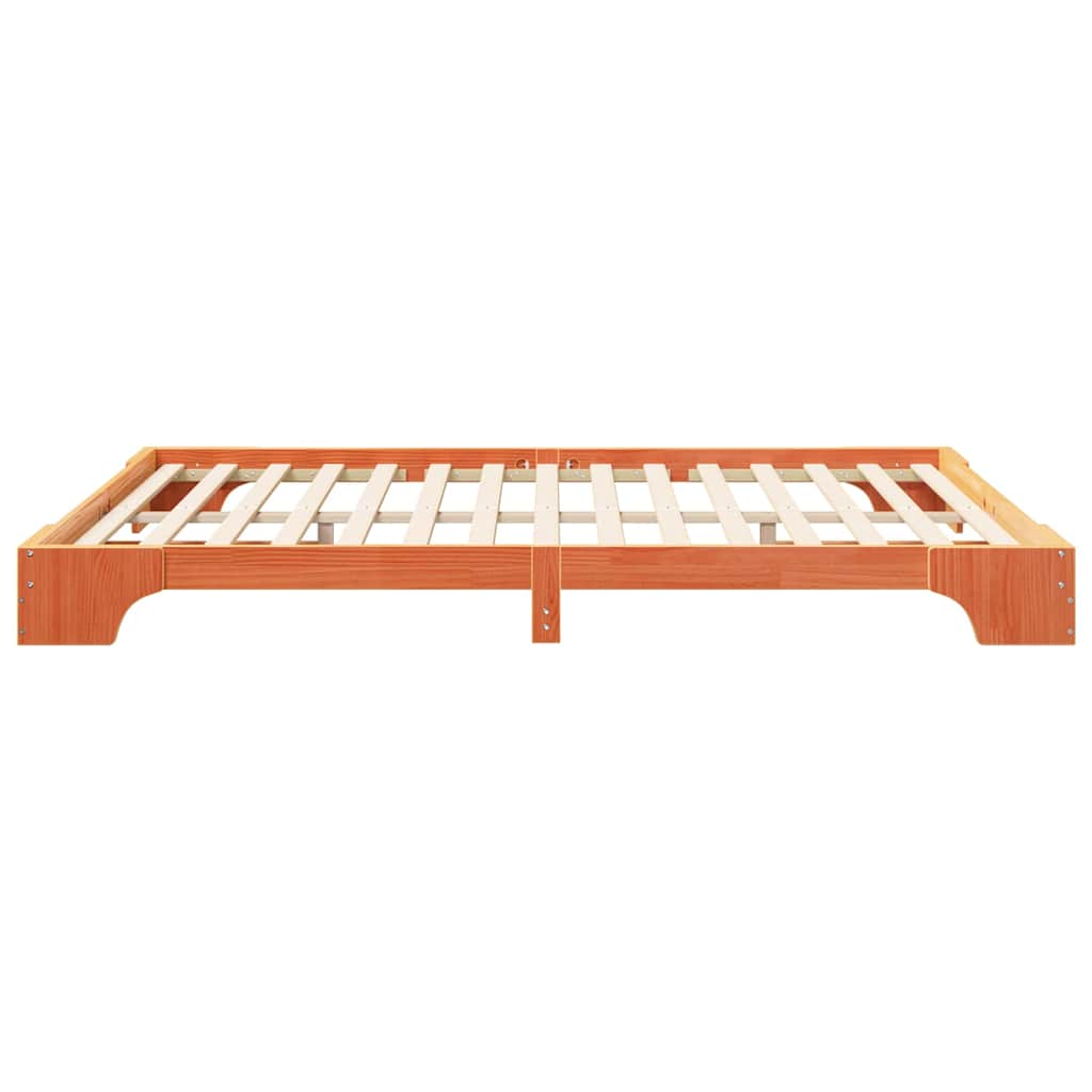 Sengestel Brun 160 x 220 cm Massiv fyrretræ