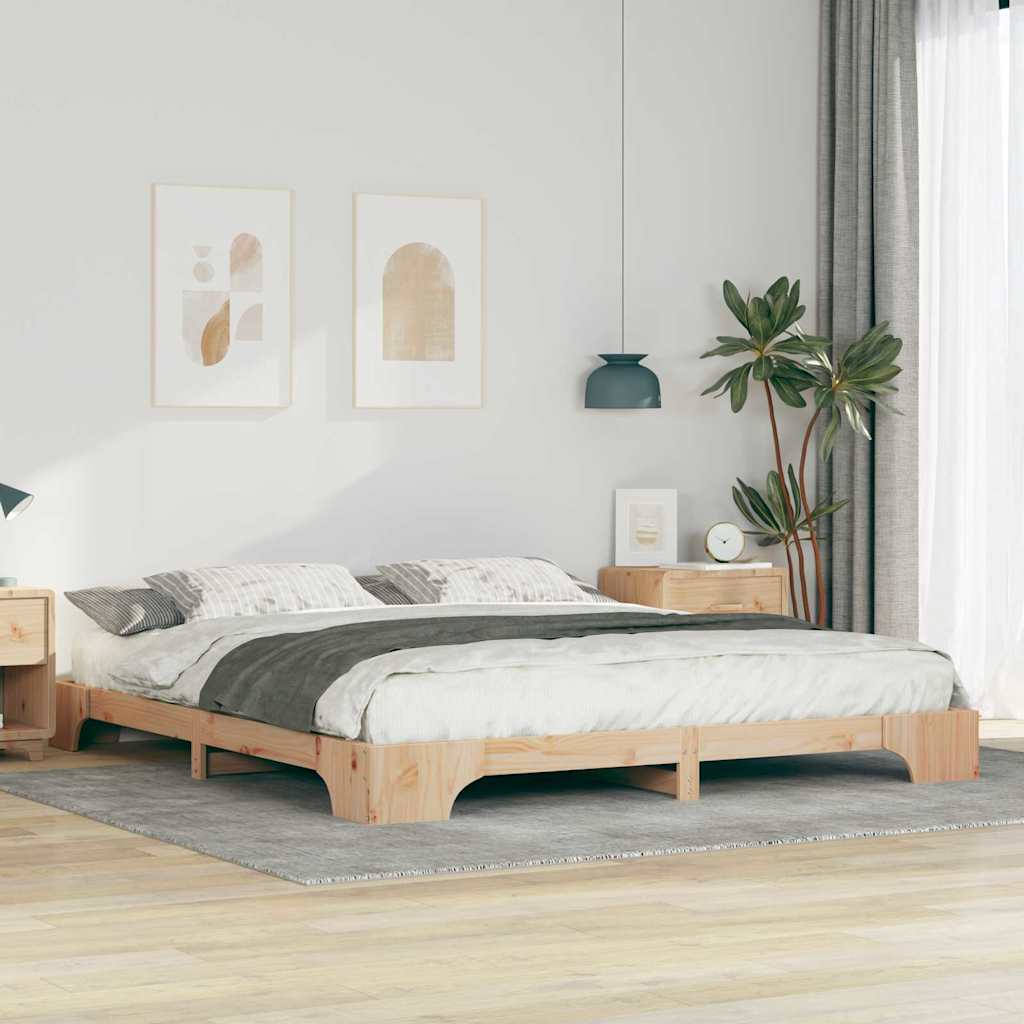 Sengestel Brun 180 x 220 cm Massiv fyrretræ