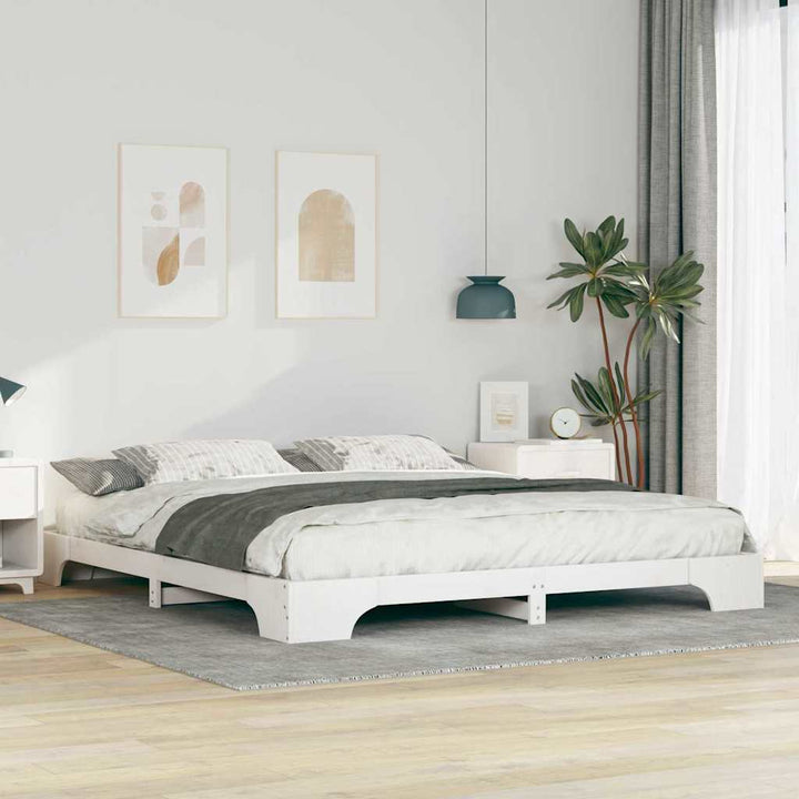 Sengestel Hvid 180 x 220 cm Massiv fyrretræ