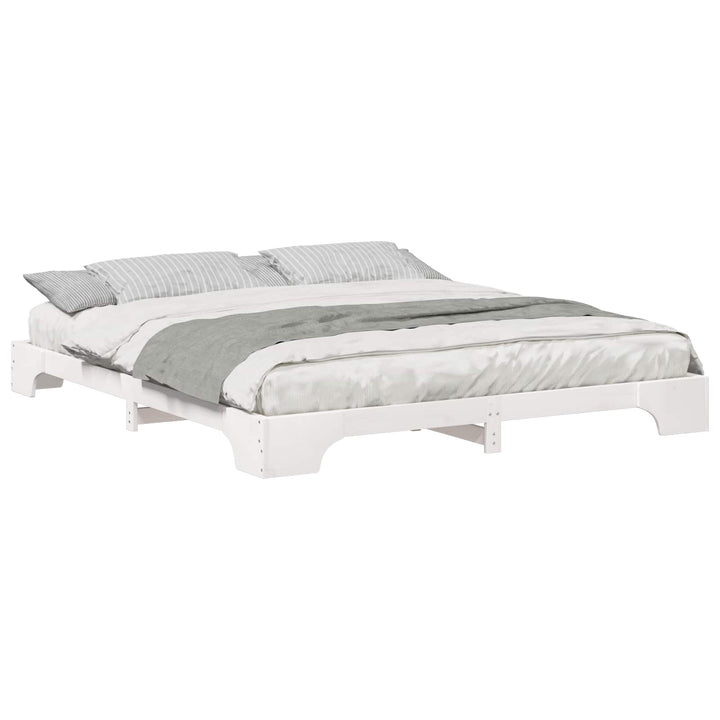 Sengestel Hvid 180 x 220 cm Massiv fyrretræ