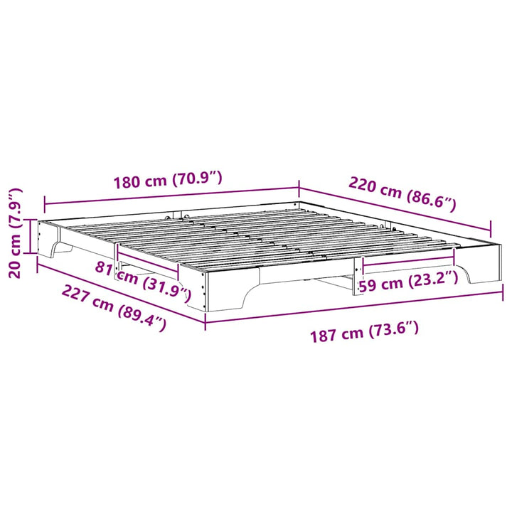 Sengestel Brun 180 x 220 cm Massiv fyrretræ