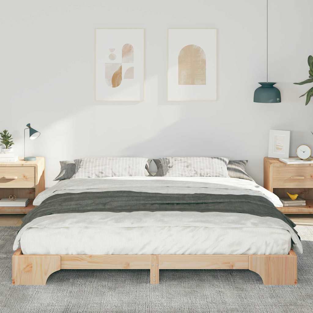 Sengestel Brun 200 x 220 cm Massiv fyrretræ