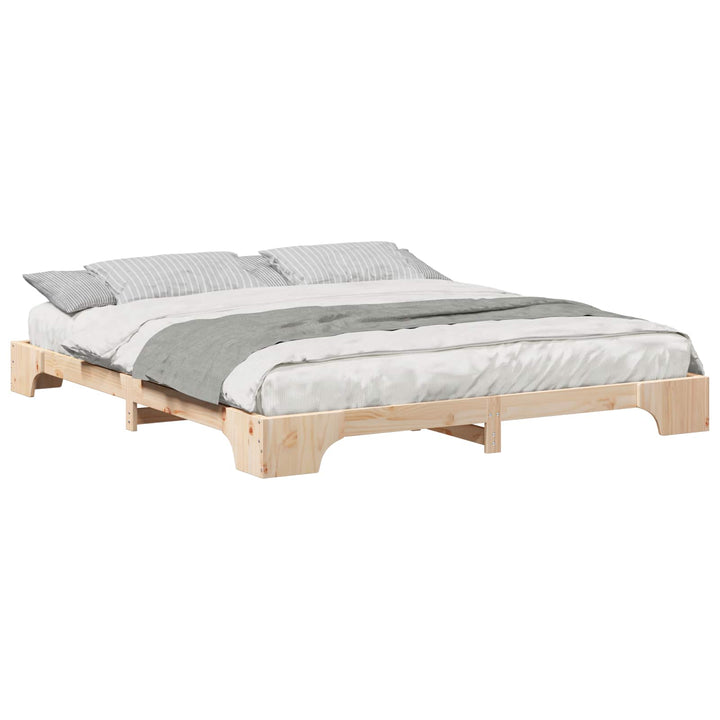 Sengestel Brun 200 x 220 cm Massiv fyrretræ