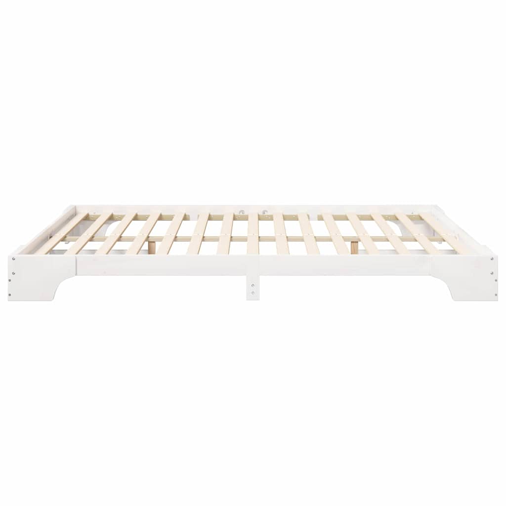 Sengestel Hvid 200 x 220 cm Massiv fyrretræ
