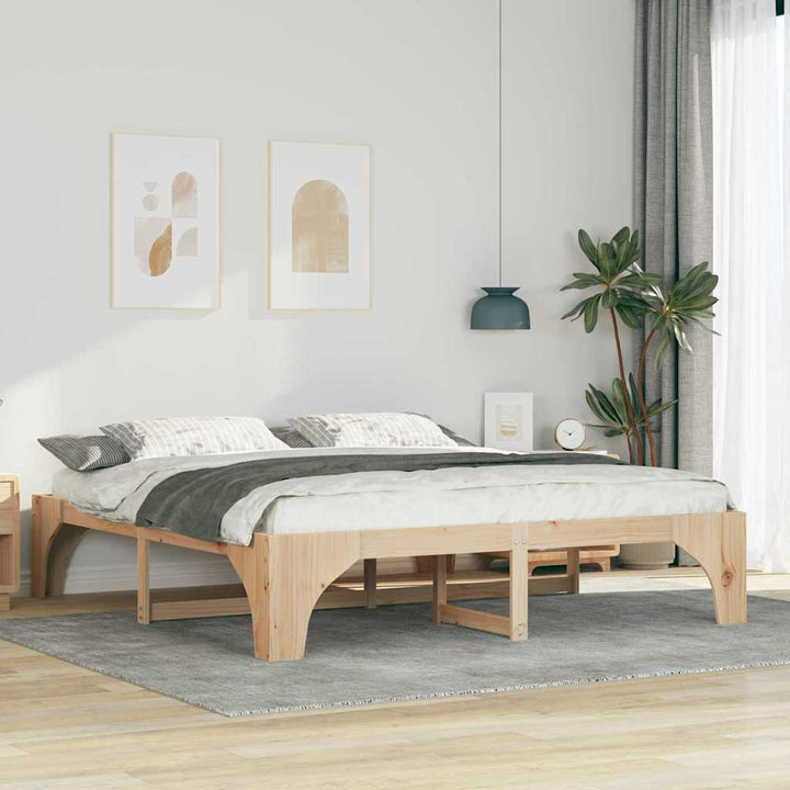 Sengestel Brun 200 x 200 cm Massiv fyrretræ