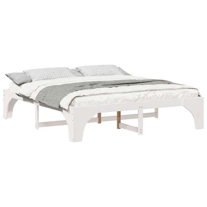 Sengestel Hvid 200 x 200 cm Massiv fyrretræ