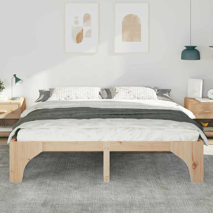 Sengestel Brun 180 x 200 cm Massiv fyrretræ