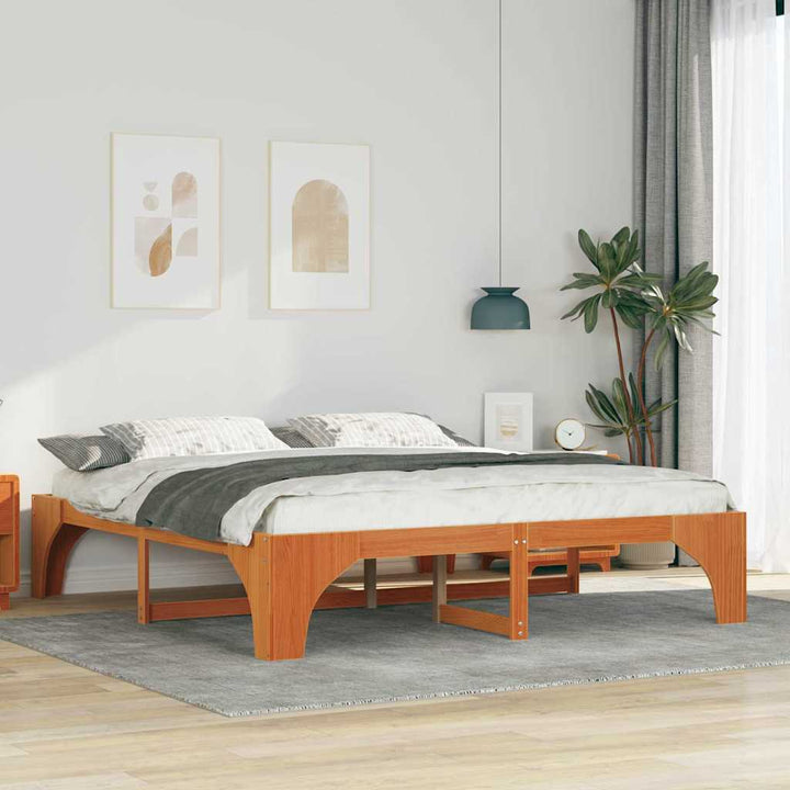Sengestel Brun 180 x 200 cm Massiv fyrretræ