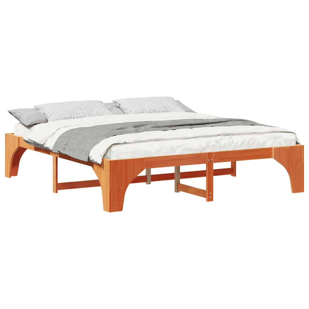 Sengestel Brun 180 x 200 cm Massiv fyrretræ