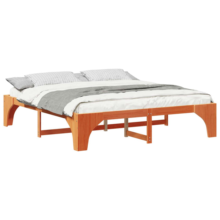 Sengestel Brun 180 x 200 cm Massiv fyrretræ