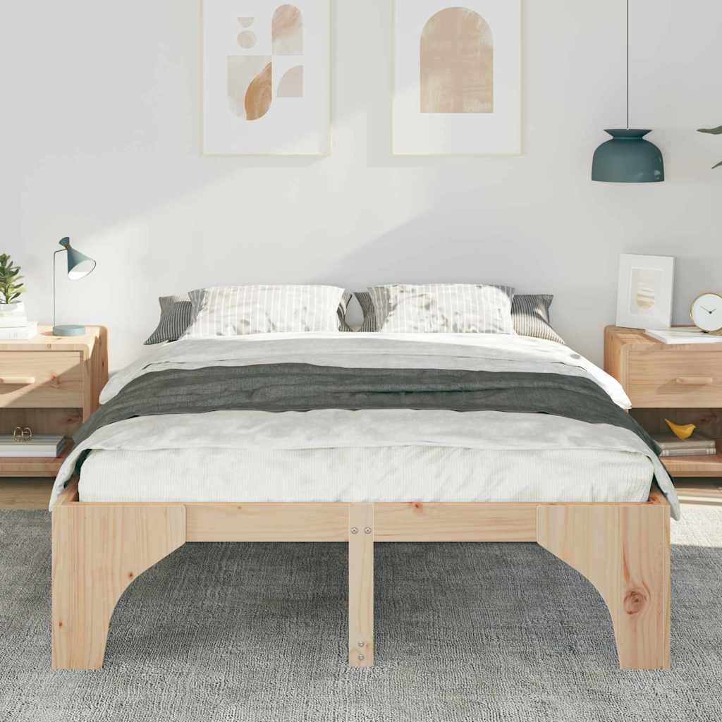 Sengestel Brun 160 x 200 cm Massiv fyrretræ