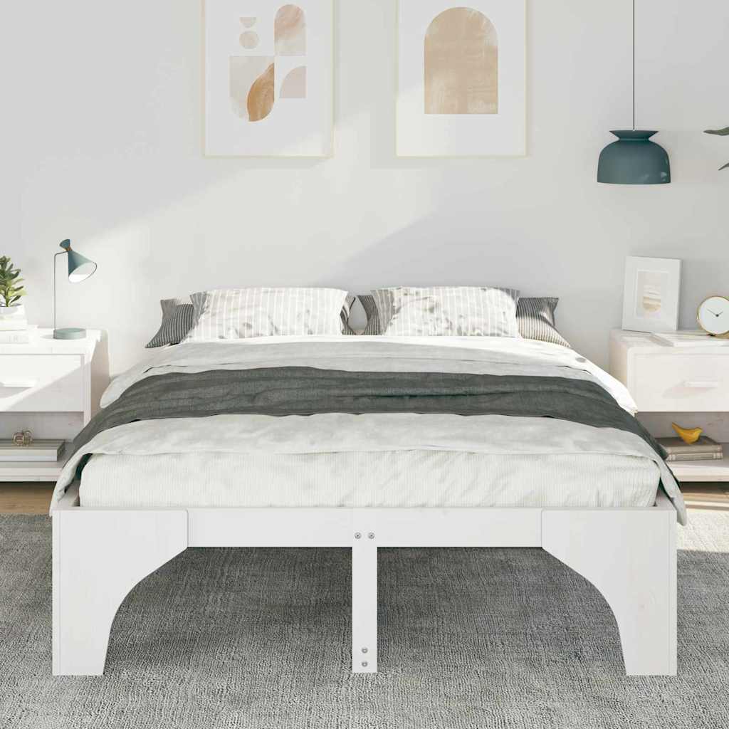 Sengestel Hvid 160 x 200 cm Massiv fyrretræ