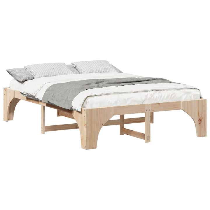 Sengestel Brun 150 x 200 cm Massiv fyrretræ