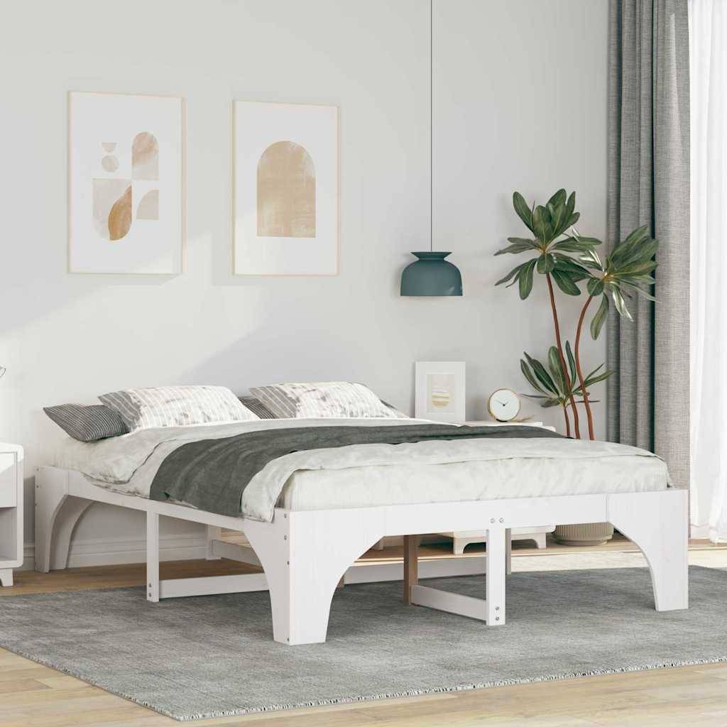 Sengestel Hvid 150 x 200 cm Massiv fyrretræ