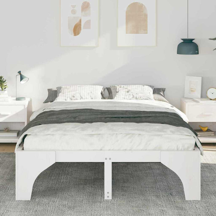 Sengestel Hvid 150 x 200 cm Massiv fyrretræ