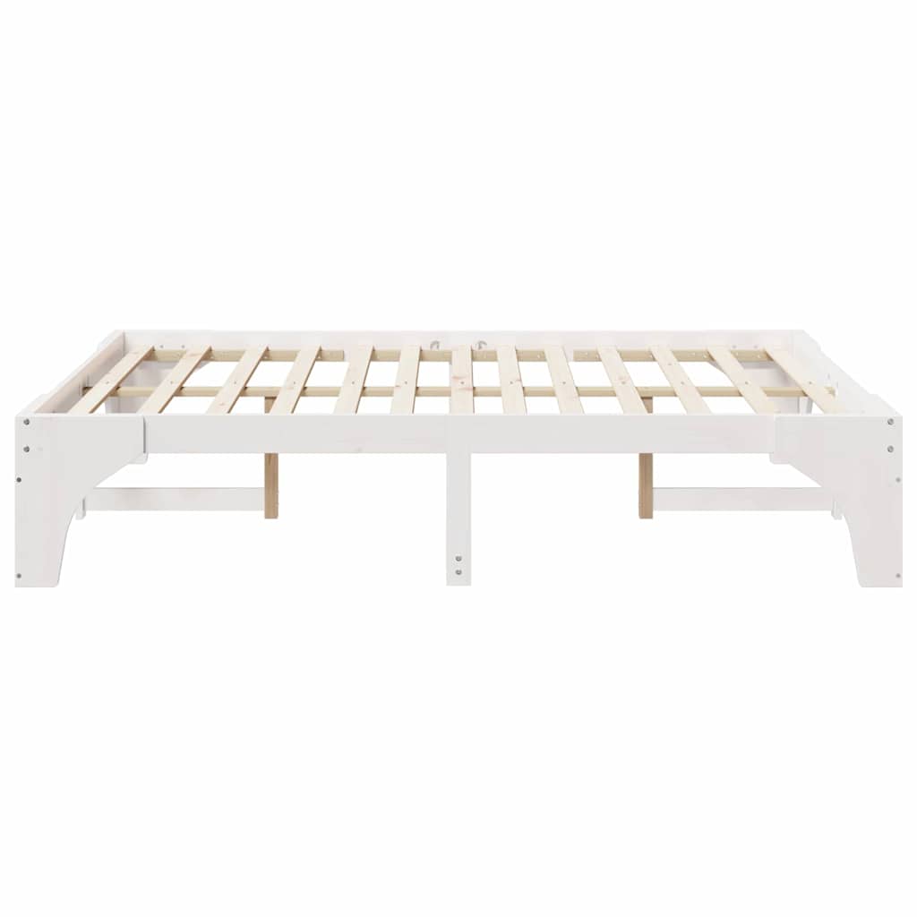 Sengestel Hvid 150 x 200 cm Massiv fyrretræ