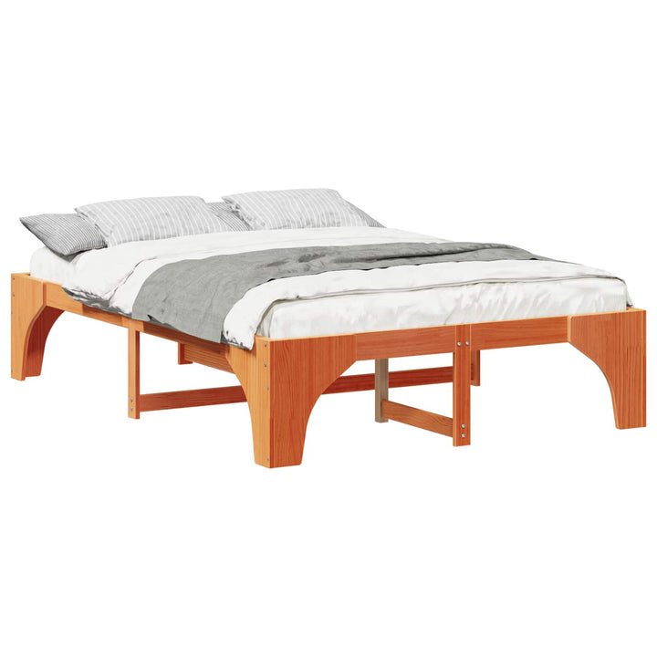 Sengestel Brun 150 x 200 cm Massiv fyrretræ