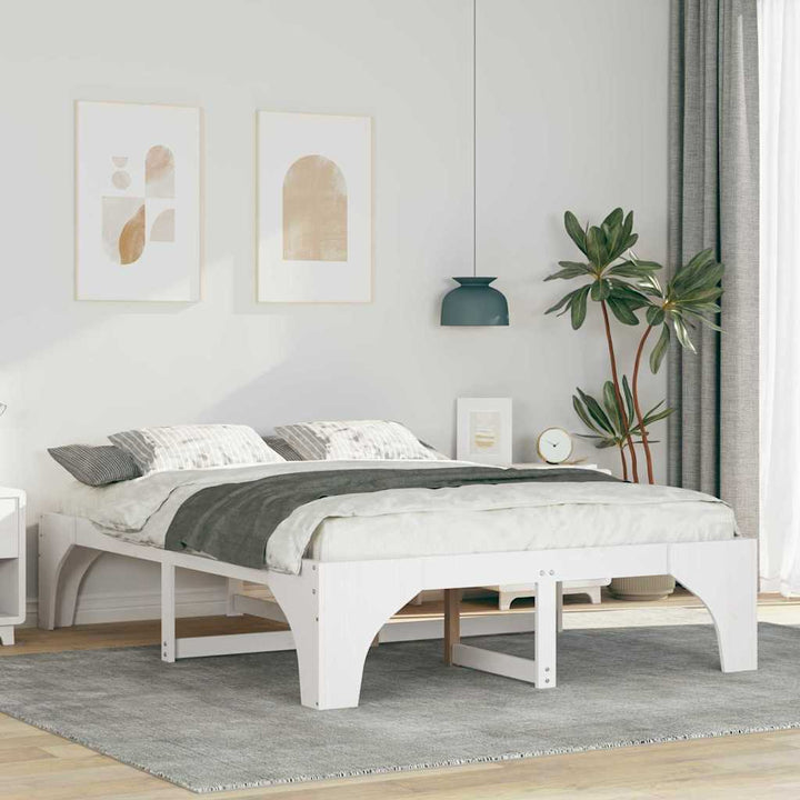 Sengestel Hvid 140 x 200 cm Massiv fyrretræ