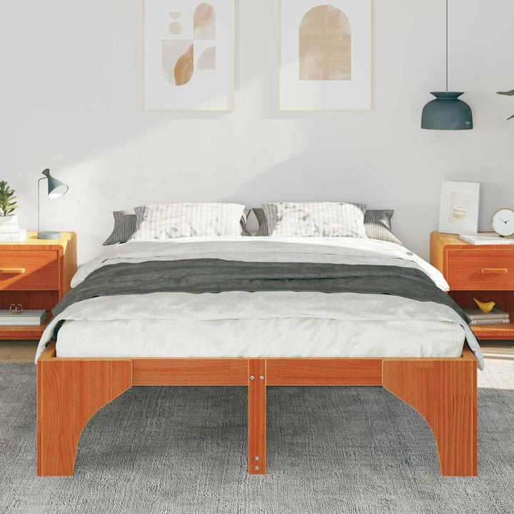 Sengestel Brun 140 x 200 cm Massiv fyrretræ