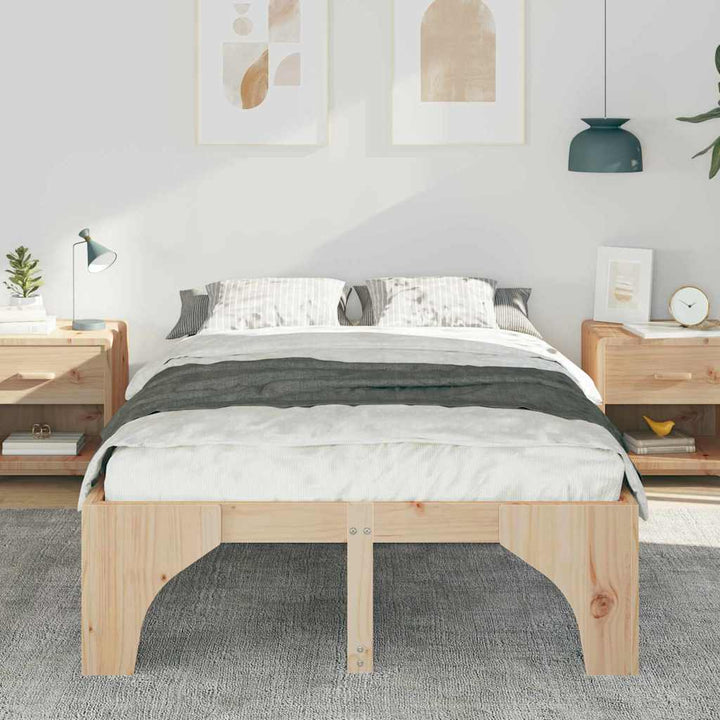 Sengestel Brun 140 x 190 cm Massiv fyrretræ