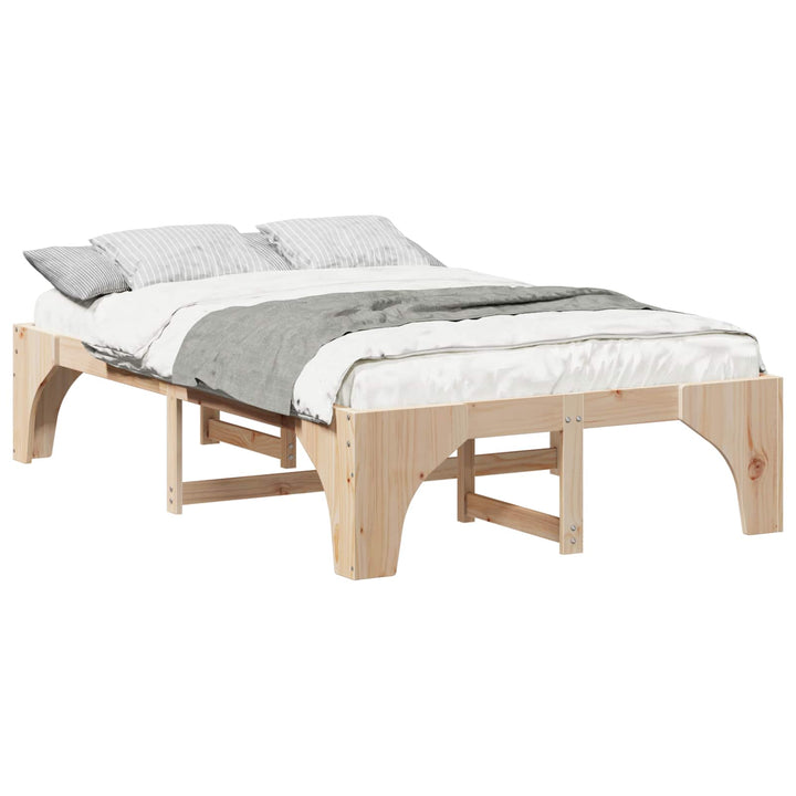 Sengestel Brun 140 x 190 cm Massiv fyrretræ