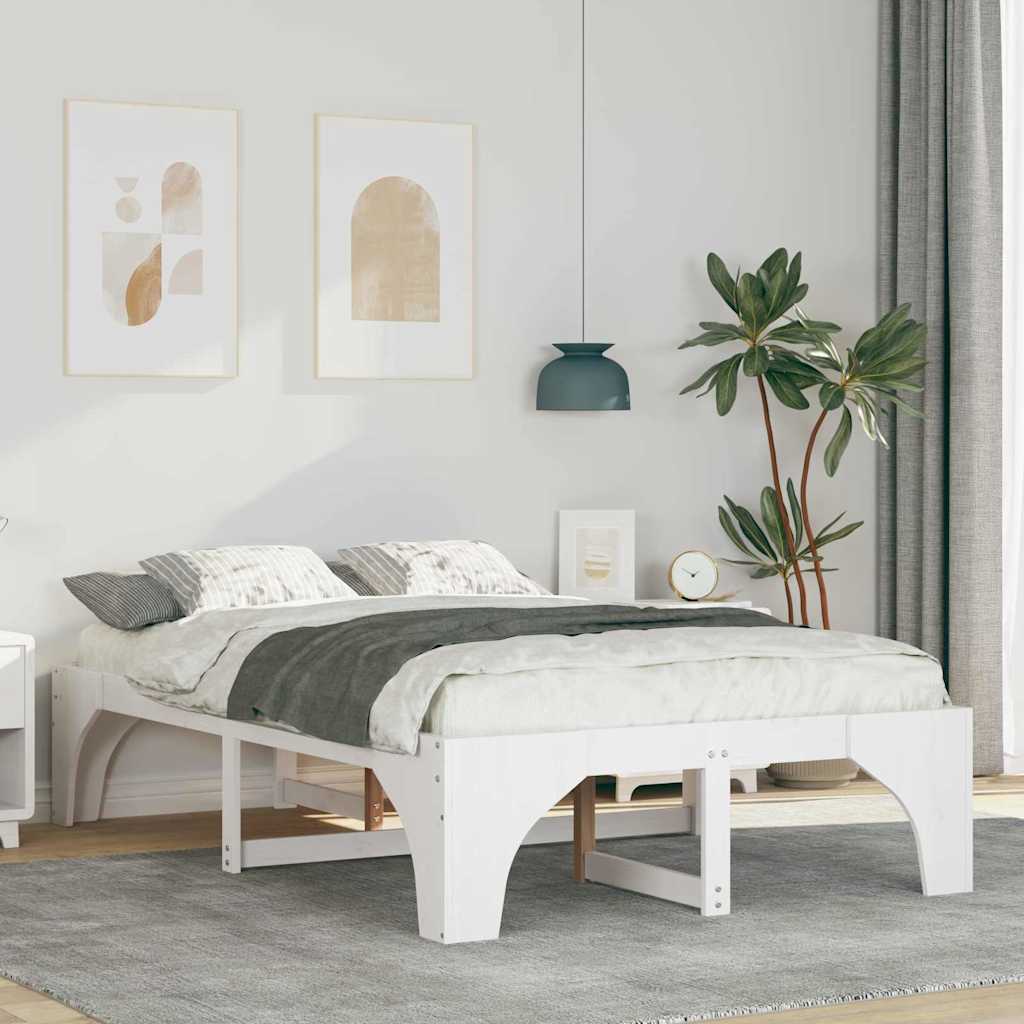 Sengestel Hvid 140 x 190 cm Massiv fyrretræ