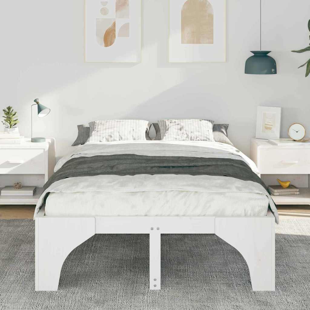 Sengestel Hvid 140 x 190 cm Massiv fyrretræ