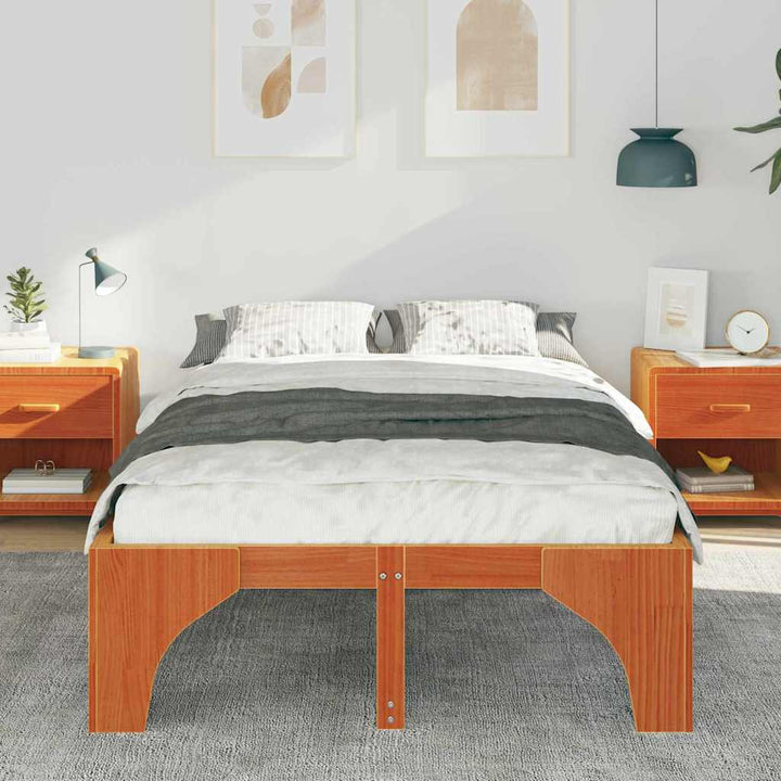 Sengestel Brun 140 x 190 cm Massiv fyrretræ