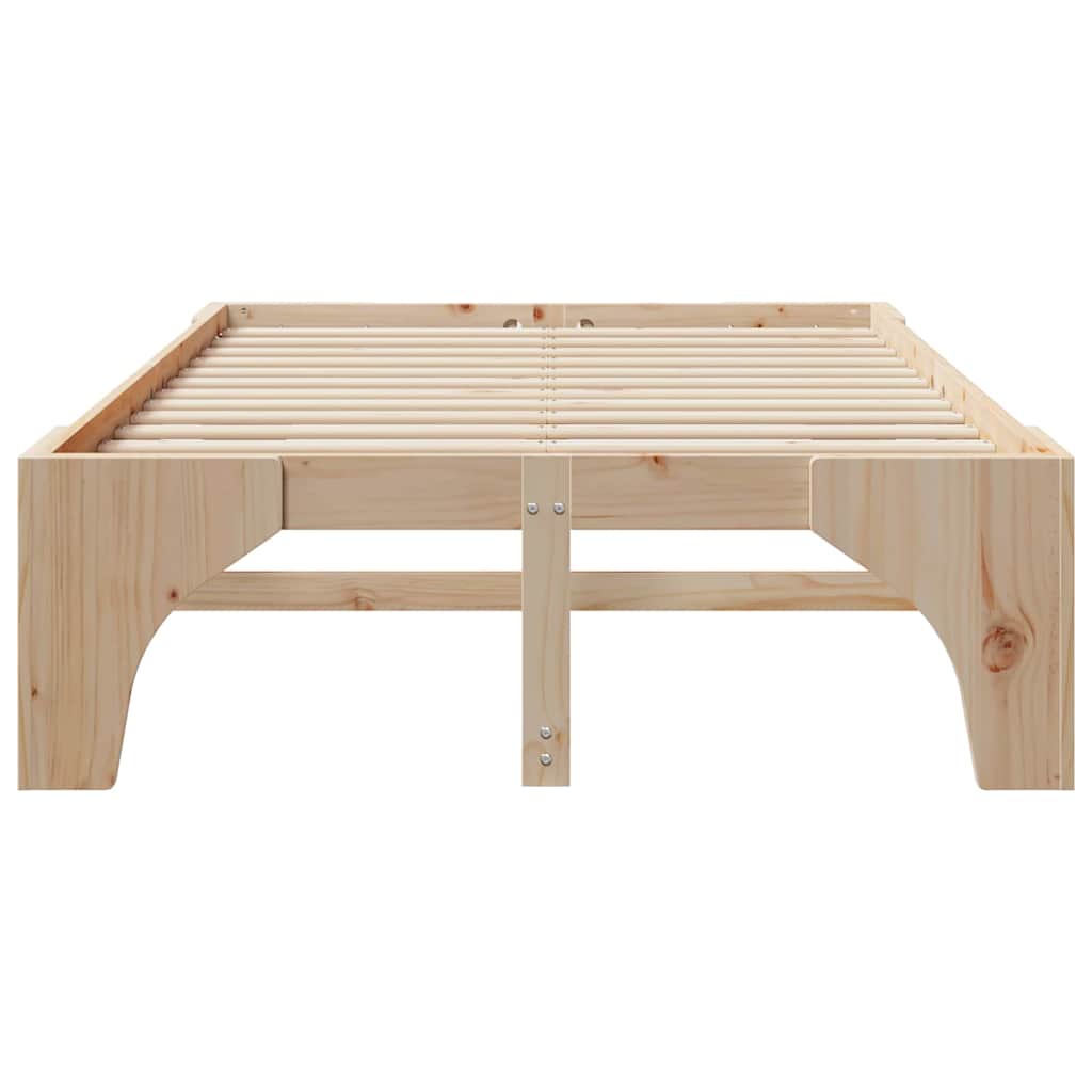 Sengestel Brun 135 x 190 cm Massiv fyrretræ