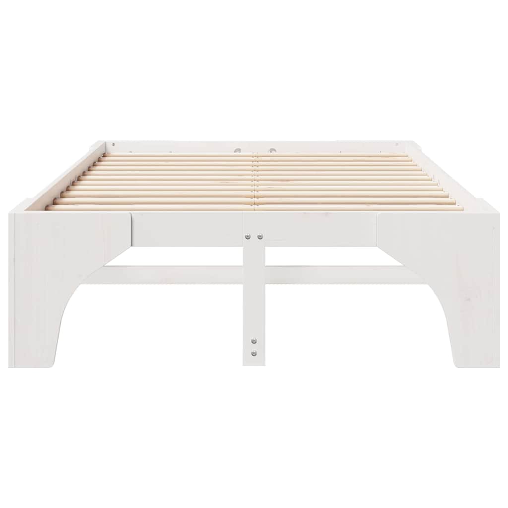 Sengestel Hvid 135 x 190 cm Massiv fyrretræ