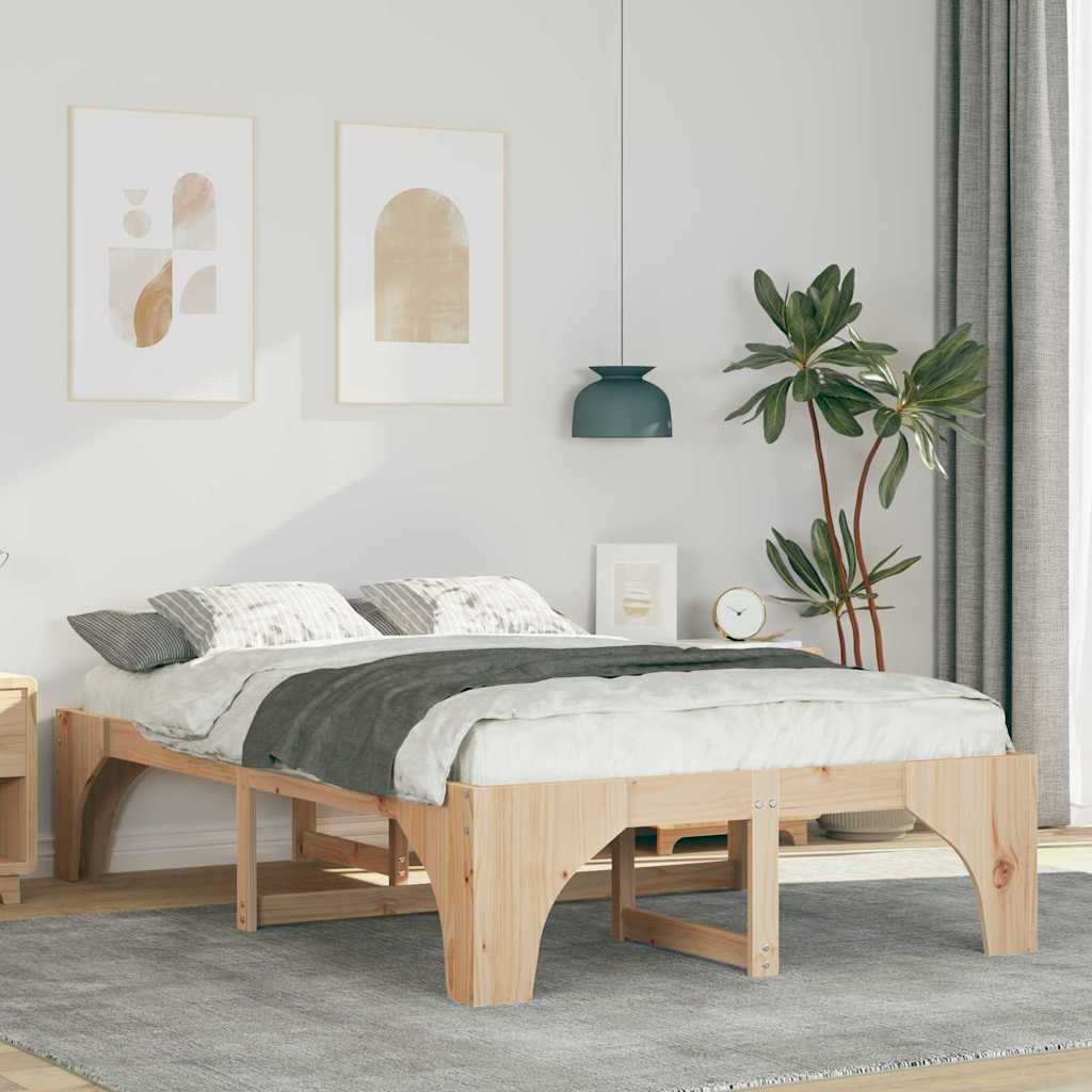 Sengestel Brun 120 x 190 cm Massiv fyrretræ