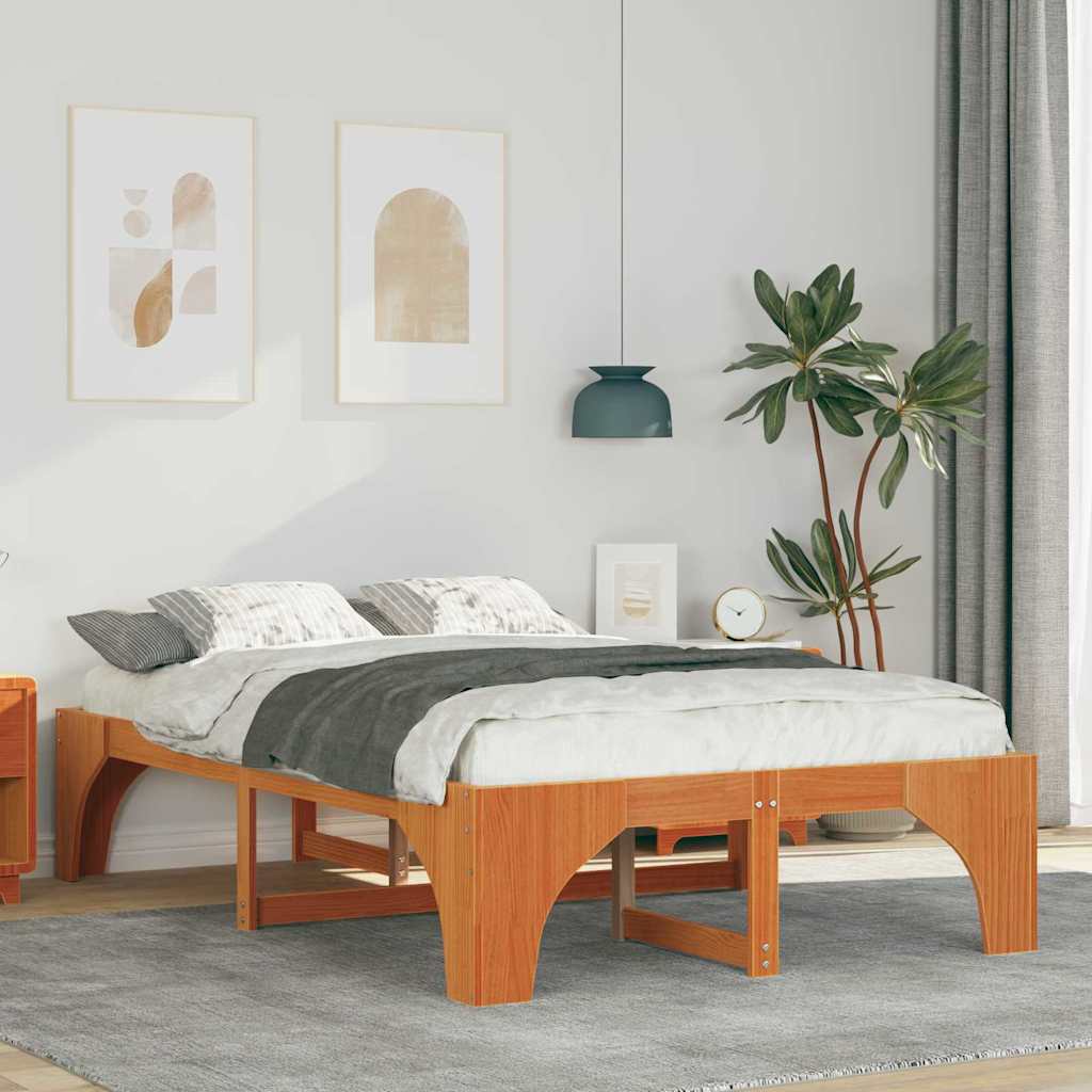 Sengestel Brun 120 x 190 cm Massiv fyrretræ