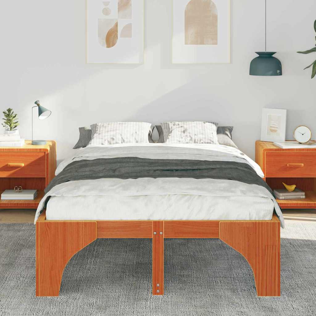Sengestel Brun 120 x 190 cm Massiv fyrretræ
