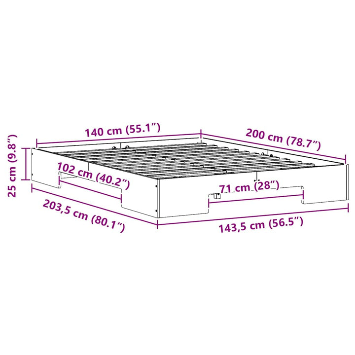 Sengestel Hvid 140 x 200 cm