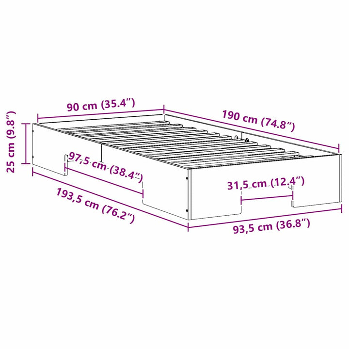 Sengestel Hvid 90 x 190 cm